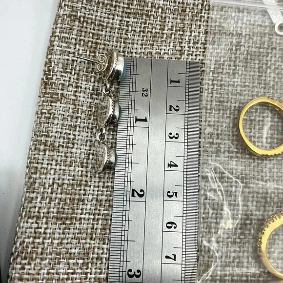 Navajo-Inspired Sterling Silver & Blue Chalcedony Drop Earrings - Picture 6 of 8